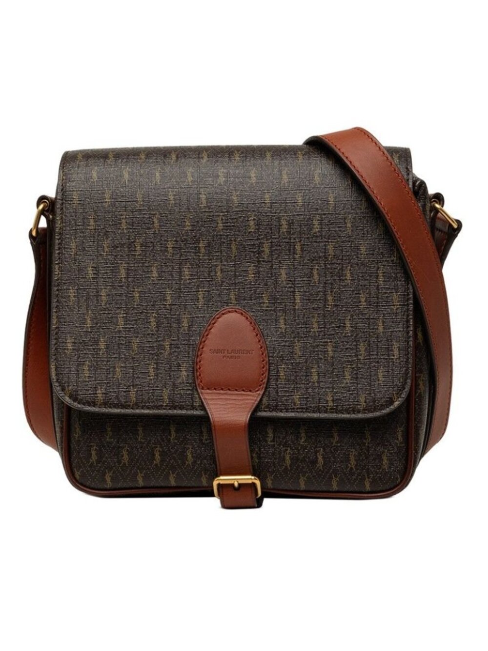 Saint Laurent le Monogram Medium Satchel Crossbody Shoulder Bag Brown Leather